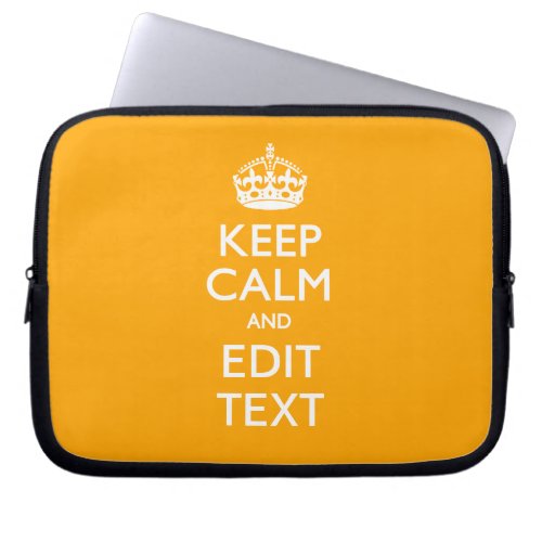 Sun Yellow Background Keep Calm And Your Text Laptop Sleeve