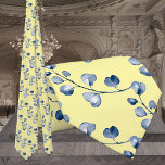 Sun Yellow & Dusty Blue Eucalyptus Wedding Neck Tie<br><div class="desc">A pattern of watercolor-painted dusty blue eucalyptus sprigs against a solid yellow background.</div>