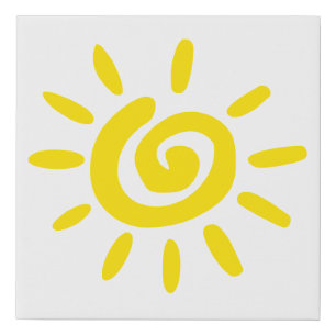 Sun Yellow Outline Faux Canvas Print