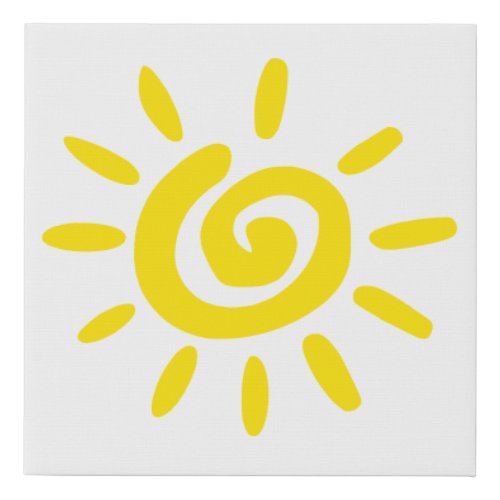 Sun Yellow Outline Faux Canvas Print