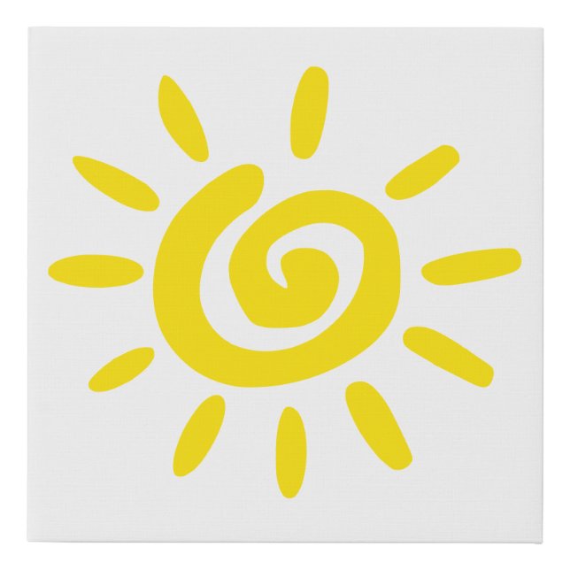 Sun Yellow Outline Faux Canvas Print (Front)