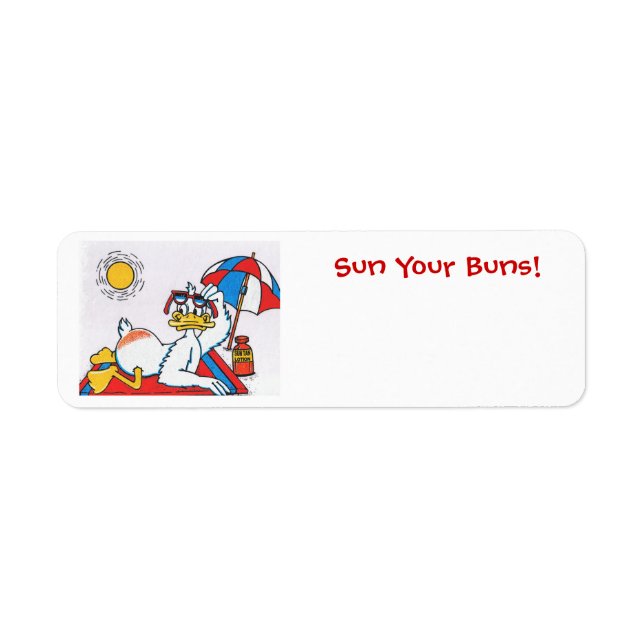 Sun Your Buns/Vacation Humor Label (Front)
