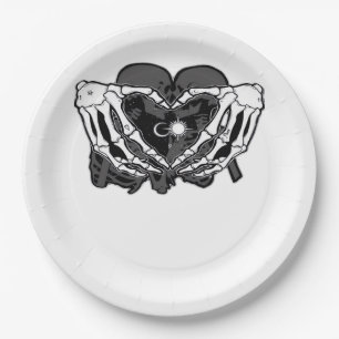 Sunand~1 - Skeleton Heart Hands  Paper Plates