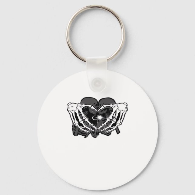 Sunand One Skeleton Heart Hands Unique Expression Keychain (Front)