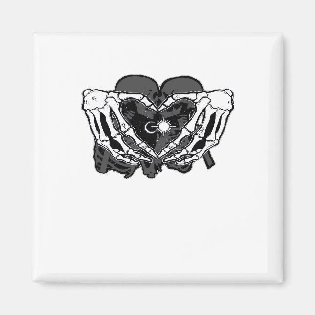 Sunand One Skeleton Heart Hands Unique Expression Magnet (Front)