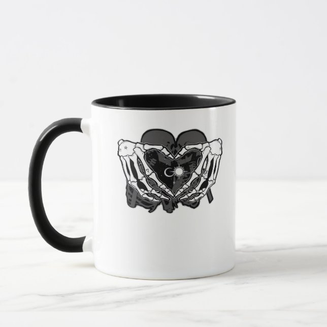Sunand One Skeleton Heart Hands Unique Expression Mug (Left)