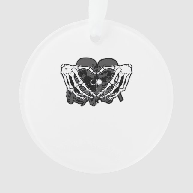 Sunand One Skeleton Heart Hands Unique Expression Ornament (Front)