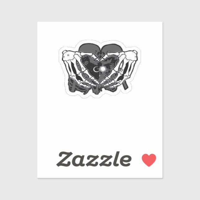 Sunand One Skeleton Heart Hands Unique Expression Sticker (Sheet)