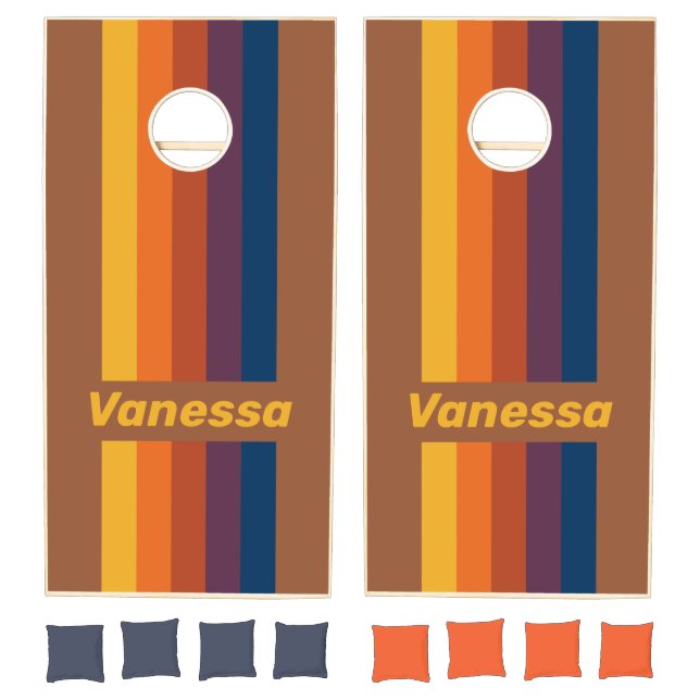 Sunbaked Clay  Pin Striped with Name Cornhole Set (Set)