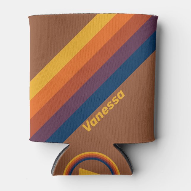 Sunbaked Clay Stripes with Name Can Cooler (Front)