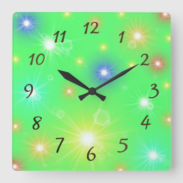sunbathe many cheerful digital party clook square wall clock (Front)