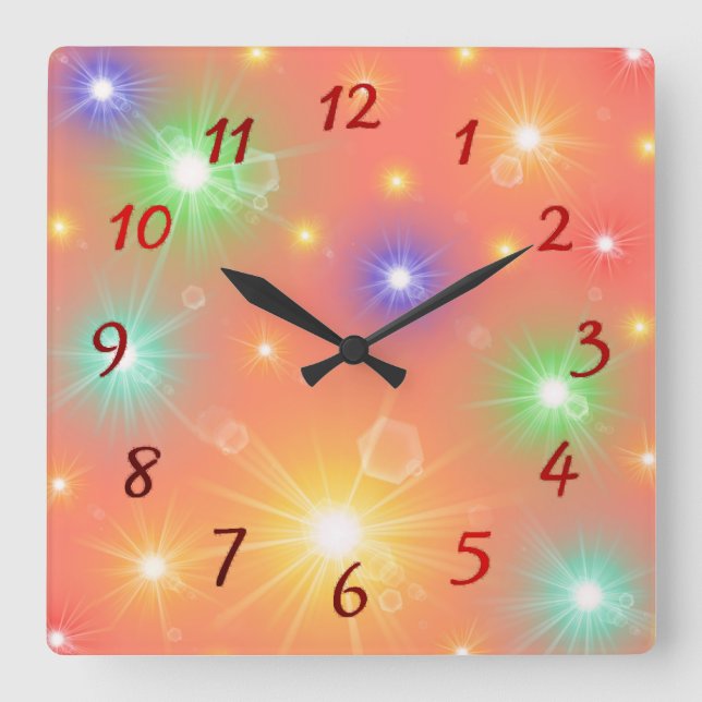 sunbathe many cheerful digital party square wall clock (Front)