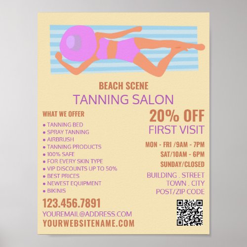 Sunbather Tanning Salon Advertising Poster