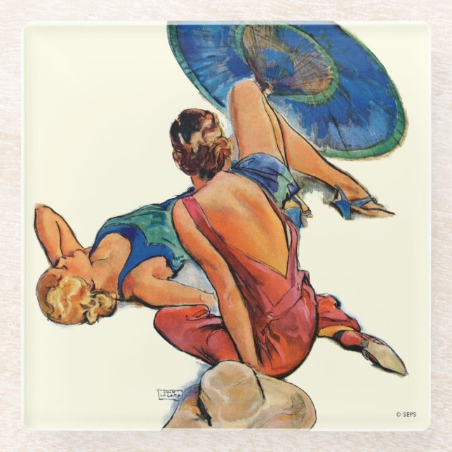 Sunbathers Glass Coaster (Front)