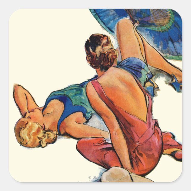 Sunbathers Square Sticker (Front)