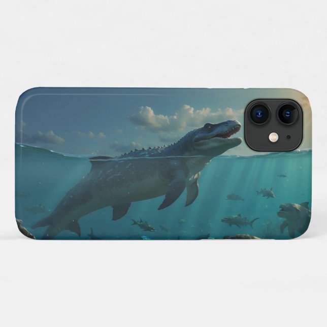 Sunbathing Mosasaur (Dinosaur Art) Mug Case-Mate iPhone Case (Back (Horizontal))