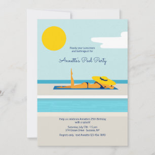 Sunbathing Pool Party Invitation