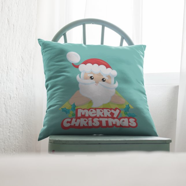 Sunbathing Santa Christmas Throw Pillow (Creator Uploaded)