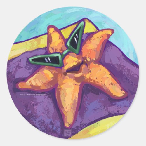 Sunbathing Starfish Classic Round Sticker