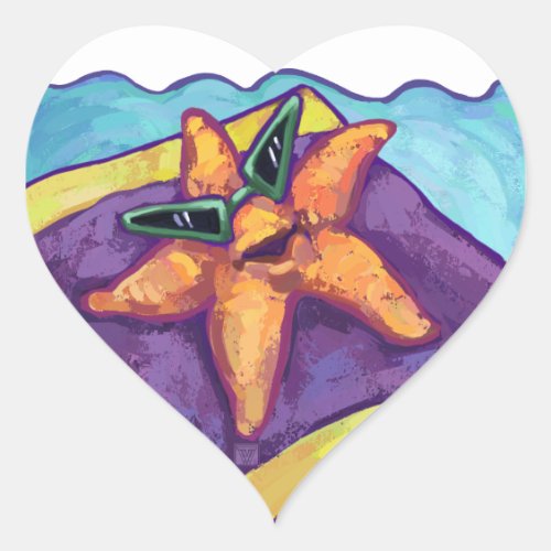 Sunbathing Starfish Heart Sticker