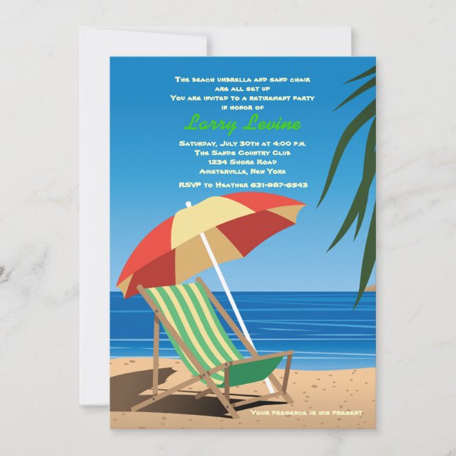 Sunbathing Time Retirement Party Invitation (Front)