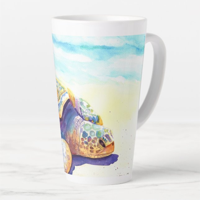 Sunbathing Turtle 6 Latte Mug (Right Angle)