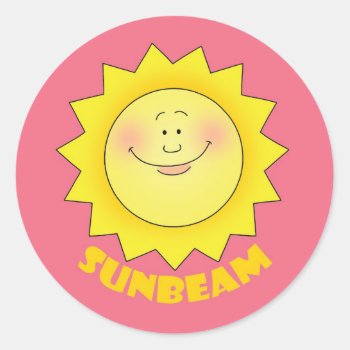 Sunbeam Classic Round Sticker by greenjellocarrots at Zazzle