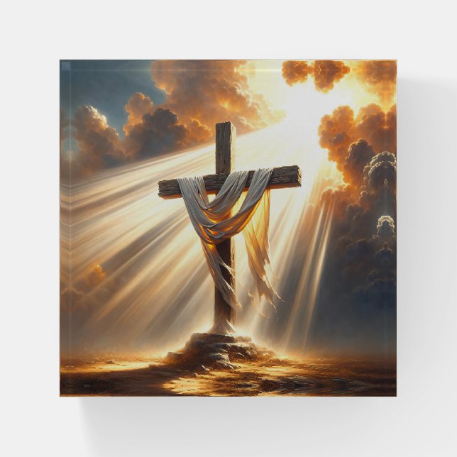 Sunbeam Cross Paperweight (Front)