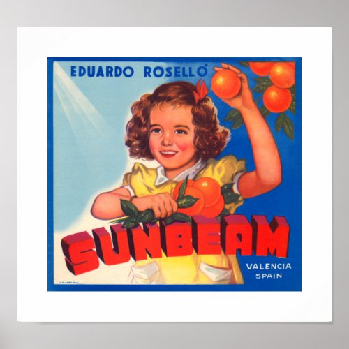 Sunbeam Orange Label Poster