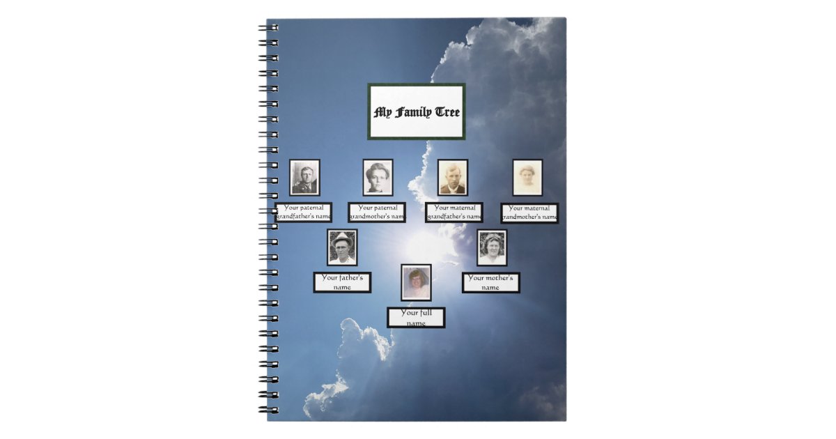 Sunbeams and Clouds Three Generation Family Tree Notebook | Zazzle