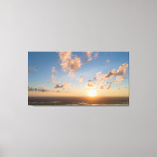 Sunbeams, Sunrise, Blue Sky, Fluffy Clouds Image Canvas Print