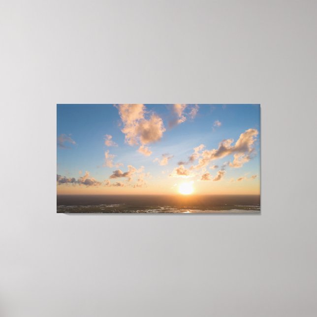 Sunbeams, Sunrise, Blue Sky, Fluffy Clouds Image Canvas Print (Front)