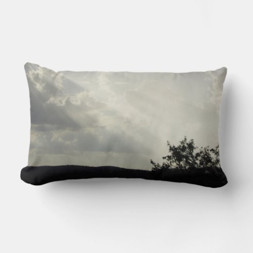 Sunbeams Through Clouds Gray White Landscape Lumbar Pillow