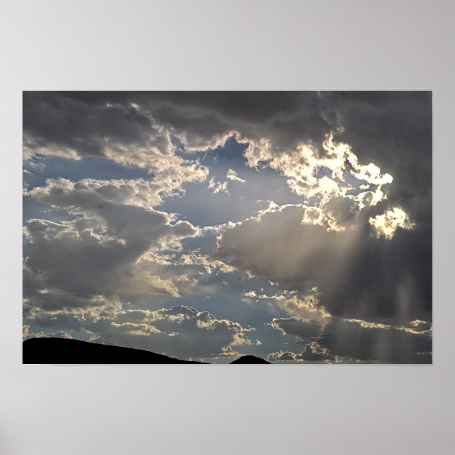 Sunbeams Through Desert Storm Clouds Poster (Front)