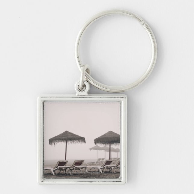 Sunbeds And Umbrella On Playamar Beach Keychain (Front)