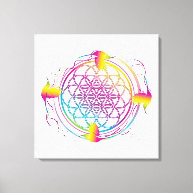 Sunbird Flower of Life Canvas Print (Front)