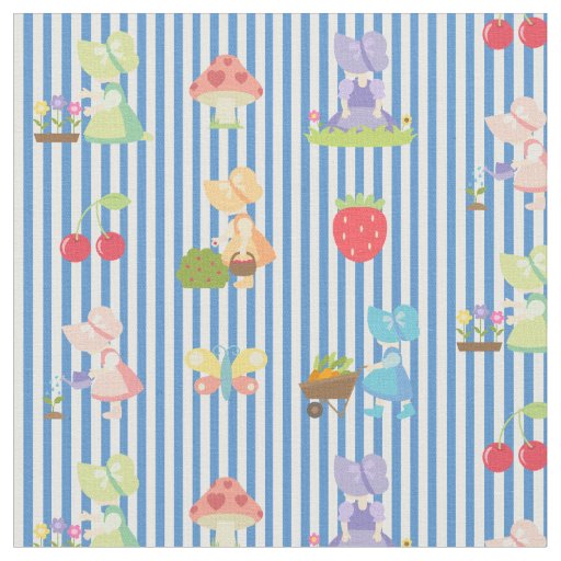 Sunbonnet Sue on Pastel Blue/White Striped Fabric