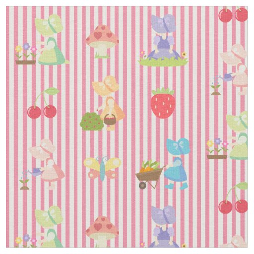 Sunbonnet Sue on Pastel Pink/White Striped Fabric