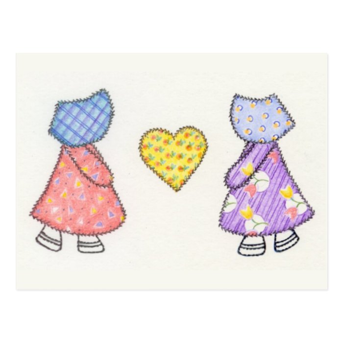 Sunbonnet Sue Quilting Motif Drawing Post Card