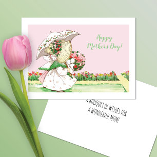 Sunbonnets Parasols Garden Path Mother's Day Card