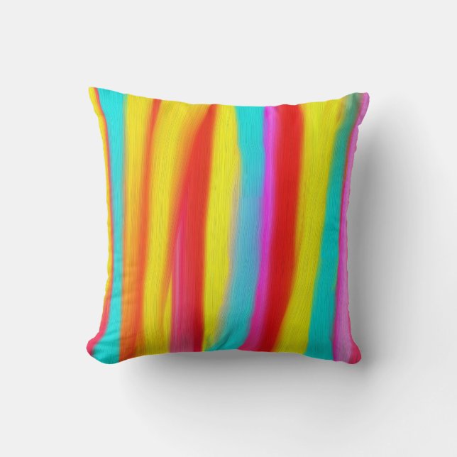 Sunbrella Castanet Beach Stripes Painting Throw Pillow (Front)