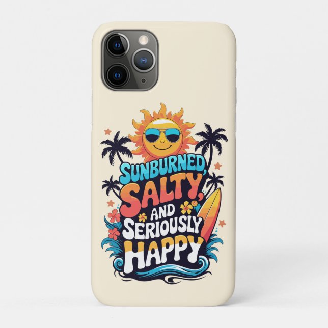 Sunburned Salty and Happy – Retro Beach Vibes Case-Mate iPhone Case (Back)