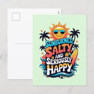 Sunburned Salty and Happy – Retro Beach Vibes Holiday Postcard