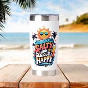 Sunburned Salty and Happy – Retro Beach Vibes Insulated Tumbler