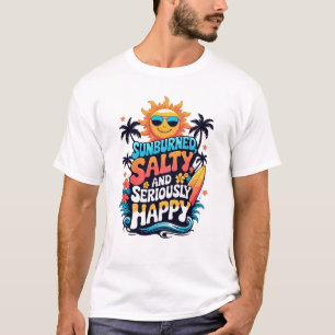 Sunburned Salty and Happy – Retro Beach Vibes T-Shirt