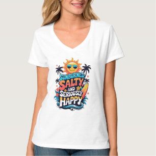 Sunburned Salty and Happy – Retro Beach Vibes T-Shirt