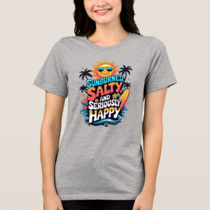 Sunburned Salty and Happy – Retro Beach Vibes Tri-Blend Shirt