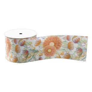 Sunburnt Wattle and Eucalyptus Blooms Grosgrain Ribbon