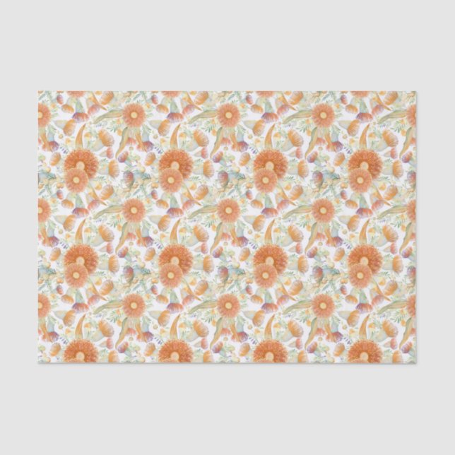 Sunburnt Wattle and Eucalyptus Blooms Tissue Paper (Front)