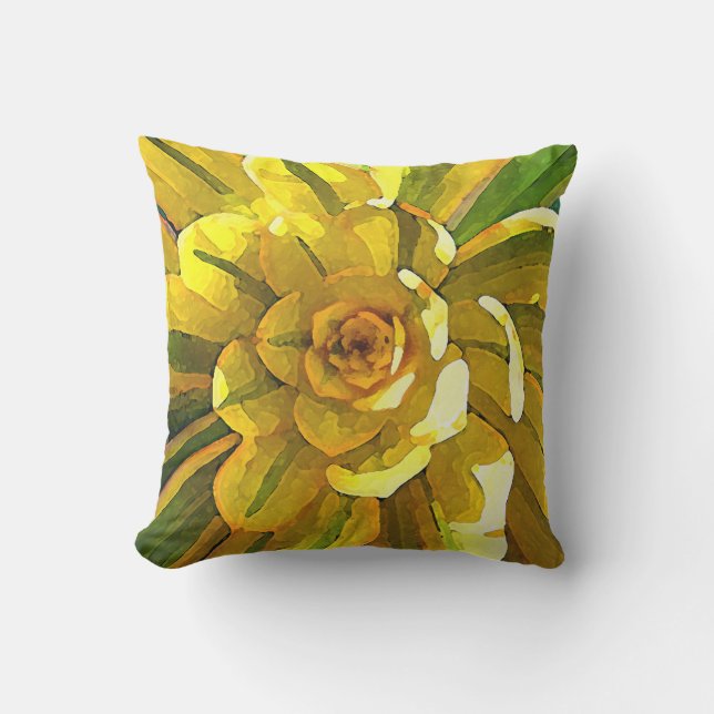 Sunburst Aeonium Succulent Throw Pillow (Front)